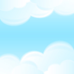 Abstract blue sky with white clouds vector background.