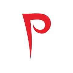 P Curve Text Letter Logo Vector