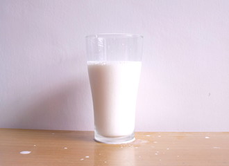 Fresh milk in the glass  on  table 