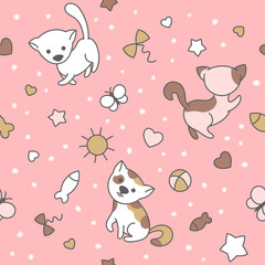 Fototapeta premium Seamless pattern with cute kittens.