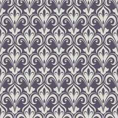 Seamless beige flower vector wallpaper pattern.