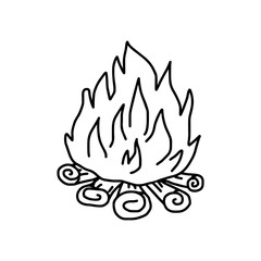 vector illustration hand drawn sketch of campfire isolated on white background