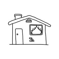 illustration vector hand drawn sketch of house icon isolated on white background