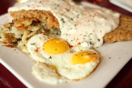 Chicken Fried Steak And Eggs.