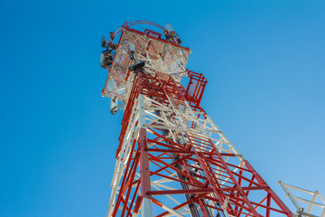 telecom pole, telecom tower with blue sky  background