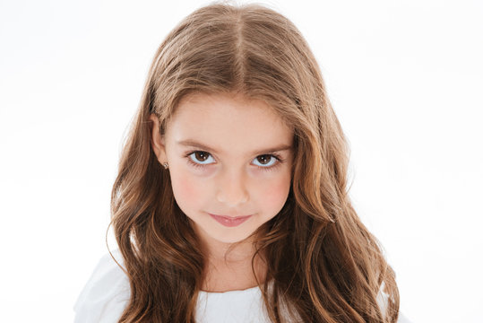 Portrait of cute lovely little girl with long hair