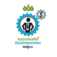 Successful Businessman creative logo, vector conceptual symbol i