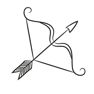Bow with arrow on the white background.