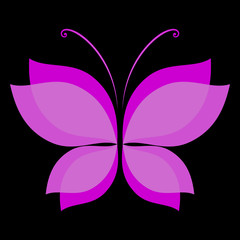 Obraz na płótnie Canvas Abstract pink butterfly shape on black background.
