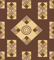 Variegated geometric shapes on a  brown background