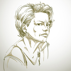 Vector portrait of attractive woman expressing doubt, illustrati