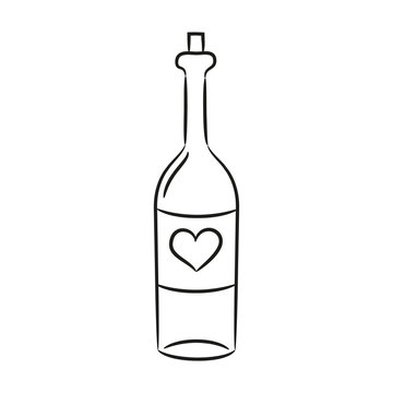 Cartoon wine bottle on the white background for your design.