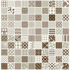 Vector graphic vintage textures created with squares, rhombuses