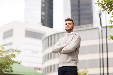 young man on city street