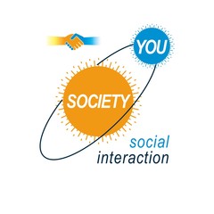 Social Relations conceptual logo, unique vector symbol. Society