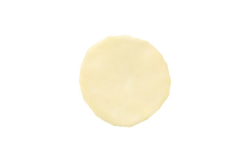 slice of raw potato isolated on white background