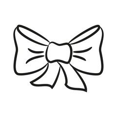 Cartoon bow icon on the white background for your design.
