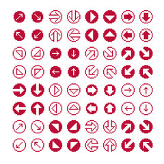 Vector flat 8 bit icons, collection of simple geometric pixel sy