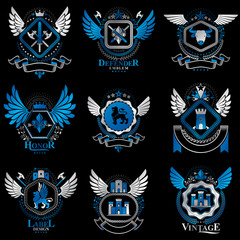 Collection of vector heraldic decorative coat of arms isolated o