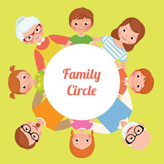 Big happy family settled in a circle hugging each other