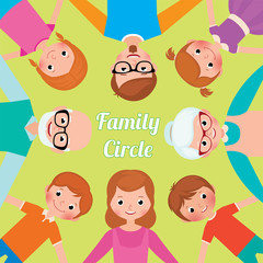 Family Circle three generations of adults and children all toget