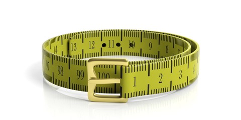 Yellow measure tape - belt. 3d illustration