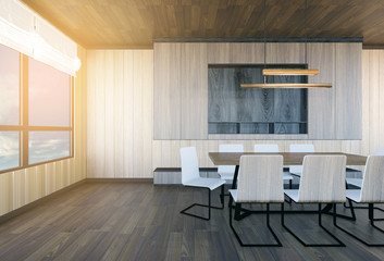 Modern and minimal meeting room interior, 3D rendering