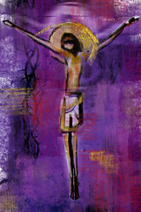 Jesus Christ on the cross - abstract artistic modern background