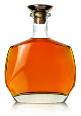 Bottle of whiskey on a white background
