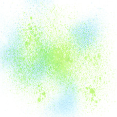 Blue and green spray paint on white background
