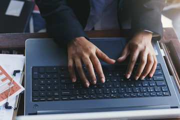 business woman working outside office