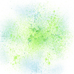 Green and blue spray paint on white background