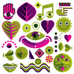 Set of vector abstract art symbols, different modern style graph