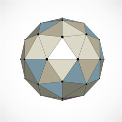 Abstract 3d faceted figure with connected black lines and dots.