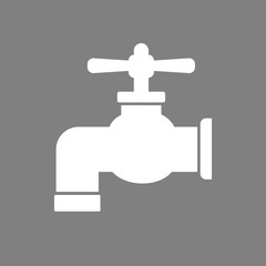 White faucet vector icon on grey background