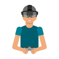 Person with augmented reality glasses vector illustration design