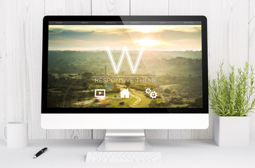 white workspace with computer web design