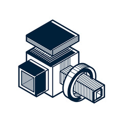 Obraz premium Abstract vector isometric dimensional shape made using geometric