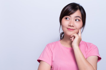 Asian woman is happy on isolaed background