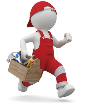 recommend clip art: 3d Männchen Handwerker in Eile