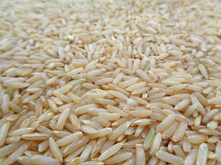 Close-up of Uncooked Brown Jasmine Rice, for Background, Texture 