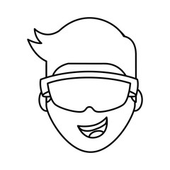 Person with augmented reality glasses vector illustration design