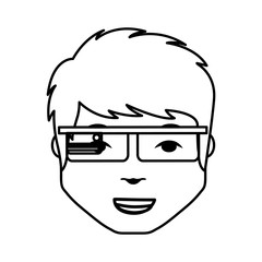 Person with augmented reality glasses vector illustration design