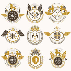 Collection of vector heraldic decorative coat of arms isolated o