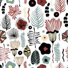 Vector flower pattern. Seamless botanic texture.