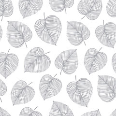 Vector seamless pattern with leaves. 