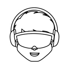 Person with augmented reality glasses vector illustration design