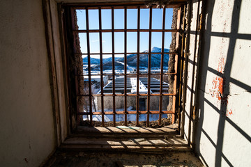 View through latticed window