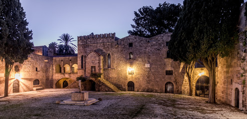 Fototapeta premium Rhodes, Greece Old Town at Night