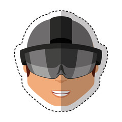 Person with augmented reality glasses vector illustration design